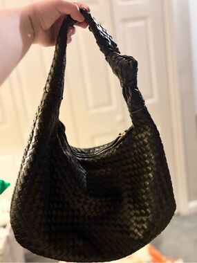 Anthropologie The Brigitte Satchel by Melie Bianco - Black Woven Handbag
